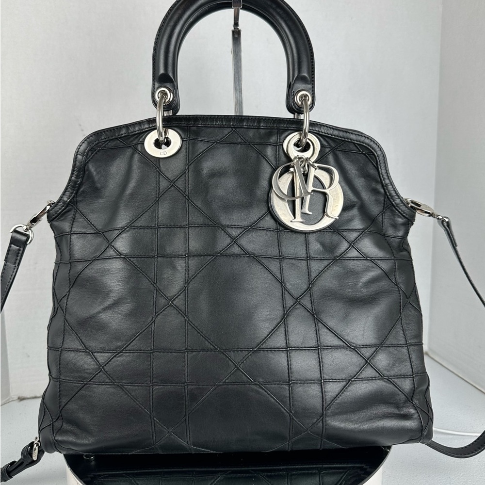 DIOR ❤️ Gorgeous Cannage Granville Leather Tote Crossbody Black Bag